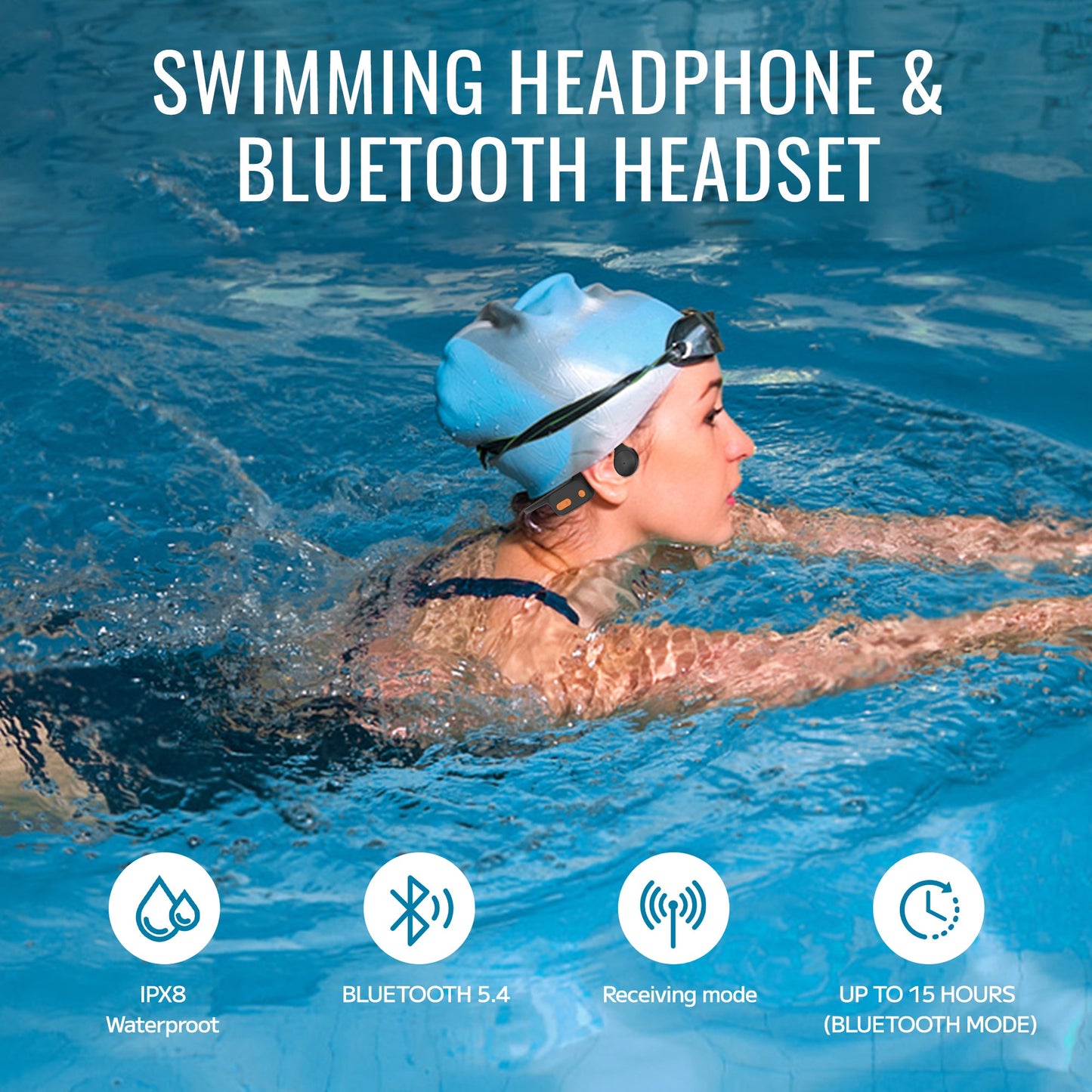 Stream Music Combo - T6 Transmitter + W23 Aquasonic Elite Bone Conduction Swimming Headphones